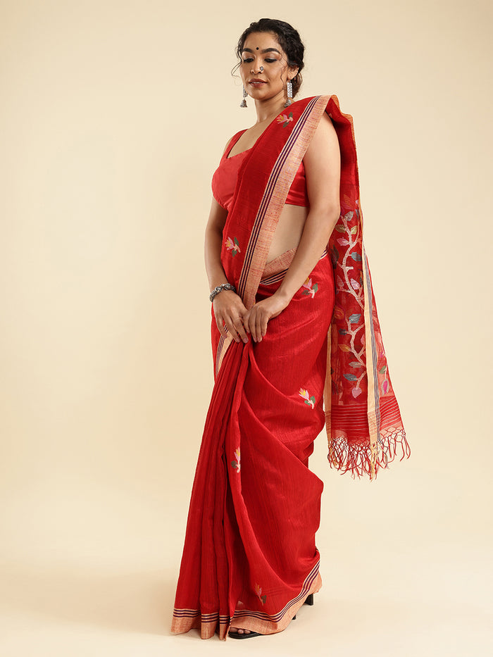 Arohi Jamdani Ghicha Tussar Silk Saree