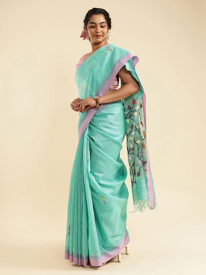 Arohi Jamdani Ghicha Tussar Silk Saree