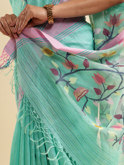 Arohi Jamdani Ghicha Tussar Silk Saree