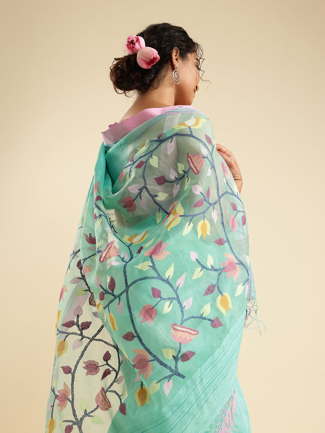 Arohi Jamdani Ghicha Tussar Silk Saree