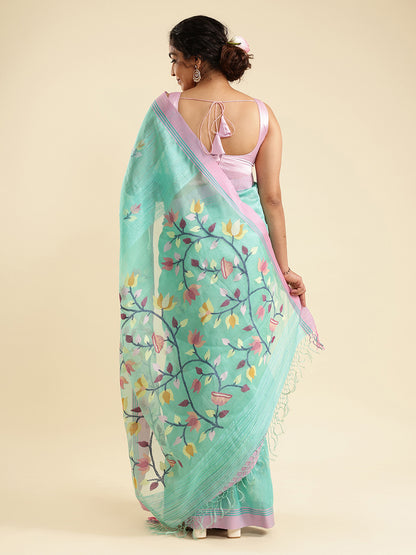 Arohi Jamdani Ghicha Tussar Silk Saree